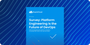 A cover for the ebook "Survey: Platform Engineering is the Future of DevOps" against a dark blue background.
