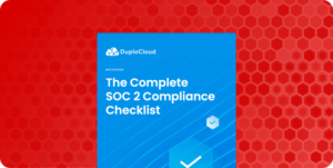 A cover for the ebook "The Complete SOC 2 Compliance Checklist" against a red background.