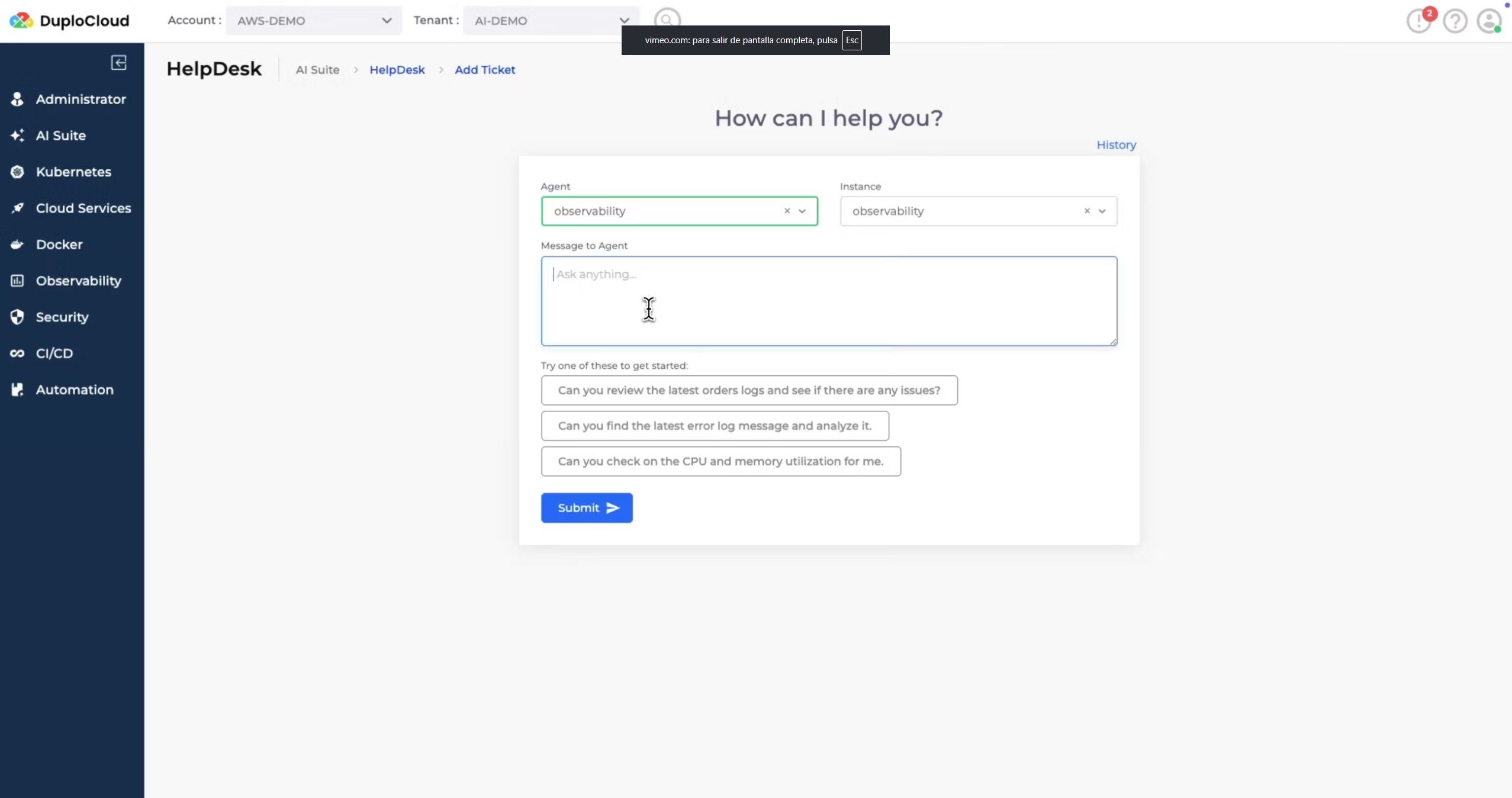 Duplo AI – Observability Agent